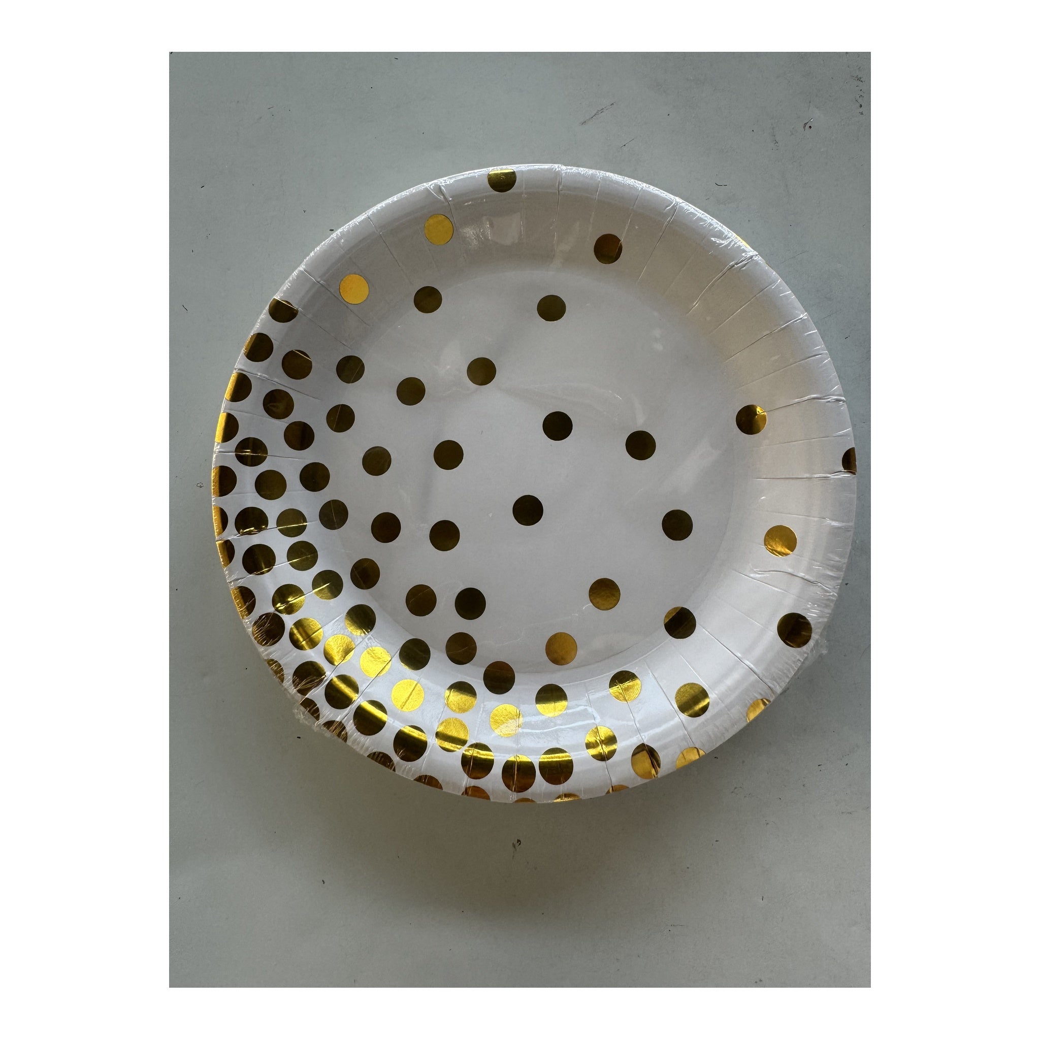 7" Plts 24 ct Gold Dots/White 24Pk/Cs